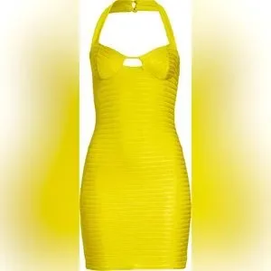 ASOS Design Halter Neck Seamed Body-Con Bandage Minidress in Mustard at Nordstrom, Size 6 Us ASOS Design Halter Neck Seamed Body-Con Bandage Minidress in Mustard at Nordstrom, Size 6 Us